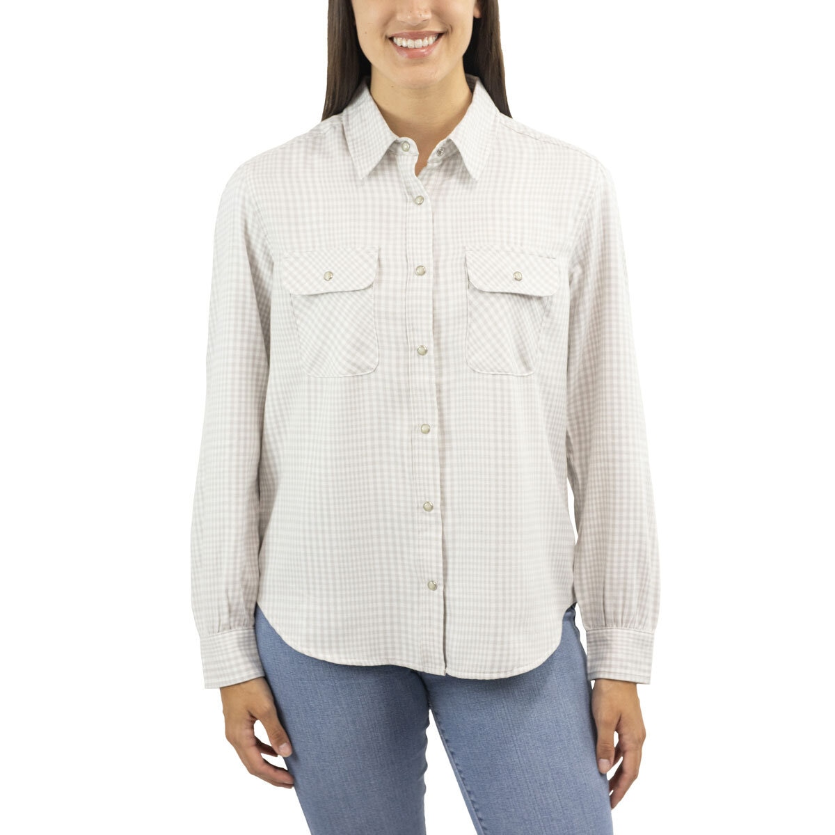 Jachs Ladies Girlfriend Shirt With Snap Buttons in Grey