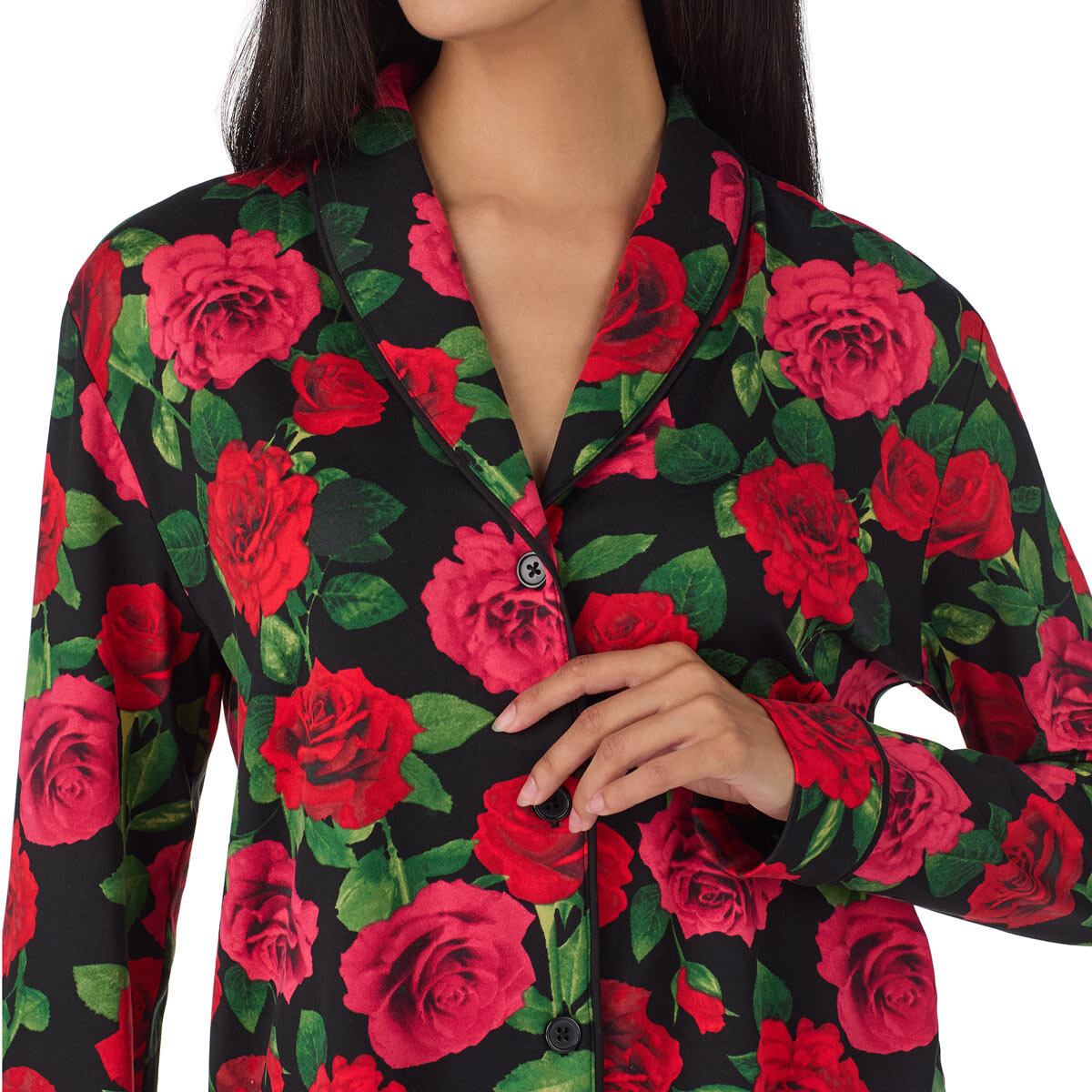 Room Service Ladies Notch Collar PJ Set, 2 Piece in Roses