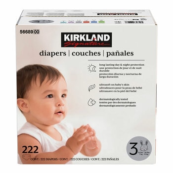 Kirkland Signature Nappies, Size 3, 222 Pack Kirkland Signature Nappies, Size 3, 222 Pack