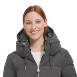 DKNY Ladies Long Down Coat with Hood in Grey