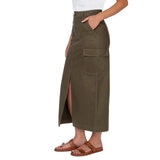 Wellworn Ladies Cargo Maxi Skirt in Olive