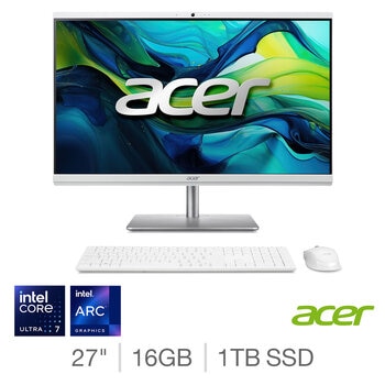 Acer C27-195ES, Intel Core Ultra 7, 16GB RAM, 1TB SSD, 27 Inch All in One Desktop PC, DQ.BMGEK.003