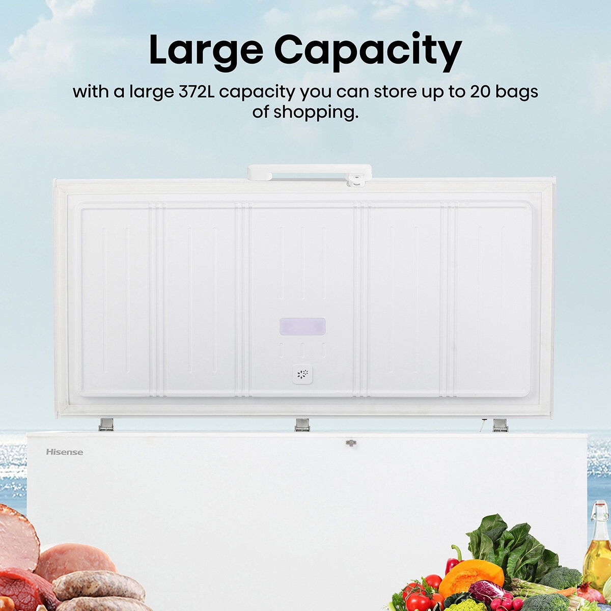 Hisense FC571D4AWLYE, 372L High Capacity Chest Freezer, E Rated in White