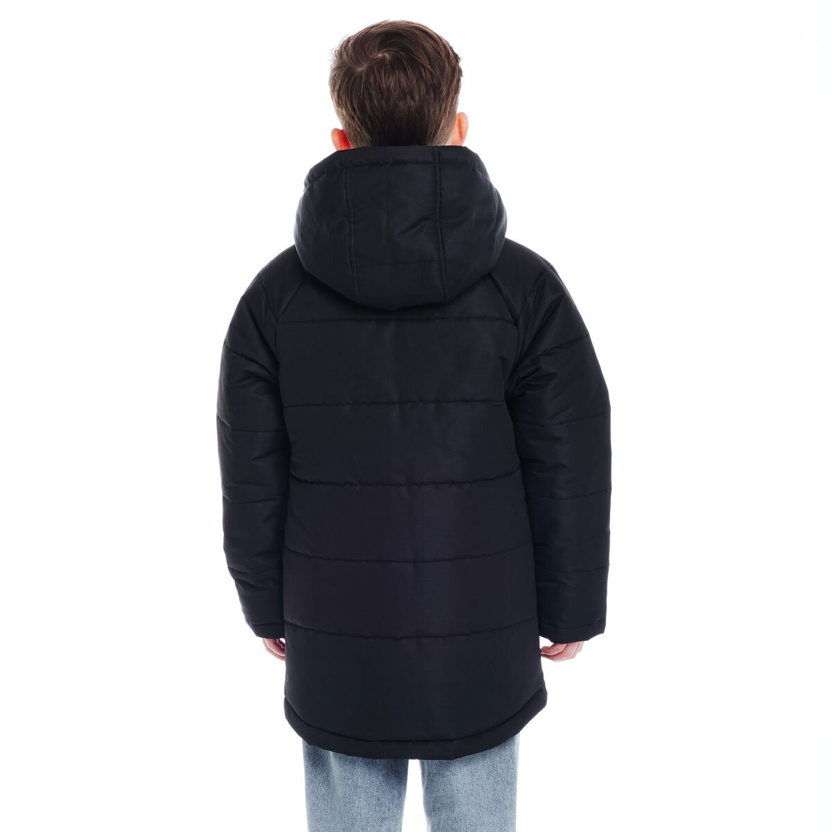 Andy & Evan Boys & Girls Back to School Quilted Parka in Black