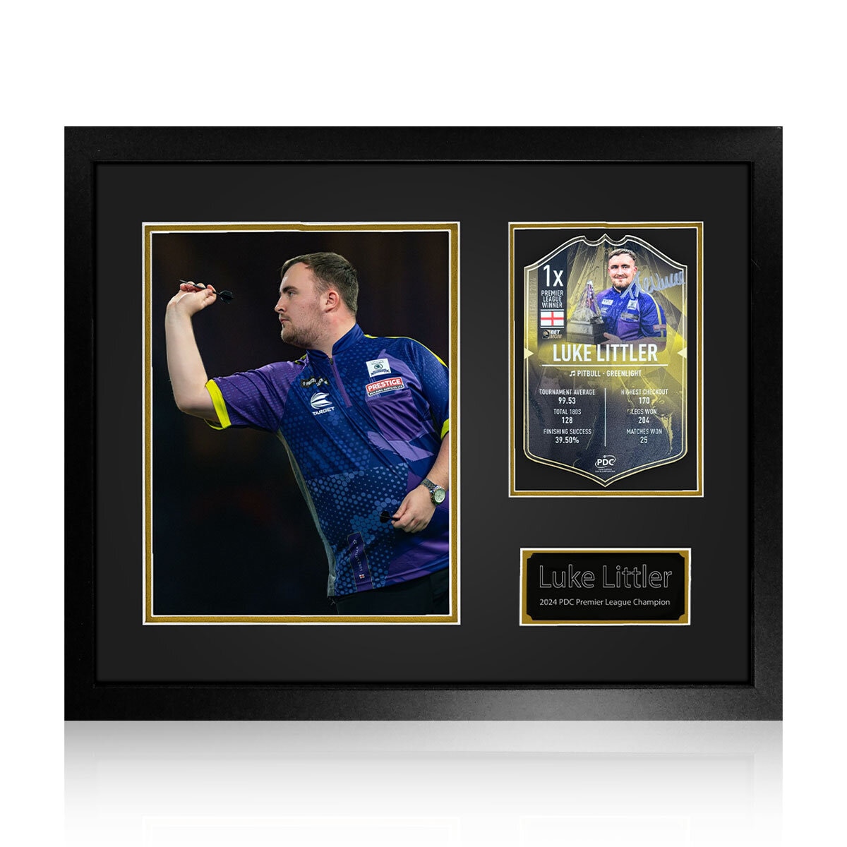 Luke Littler Signed Ultimate Darts Card Frame