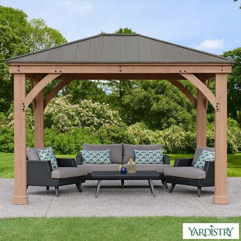 Yardistry 12 x 16ft (3.7 x 4.9m) Wooden Gazebo with Peaked Aluminium Roof