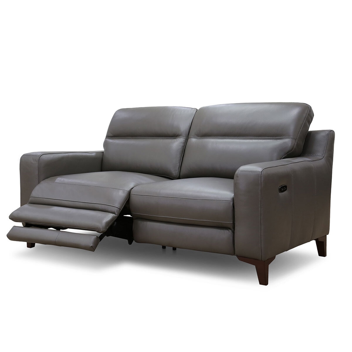 Colby Dark Grey Leather 2 Seater Sofa with Power Footrests