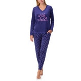 Jane & Bleecker Women's Silky Plush Pyjama Set in Navy