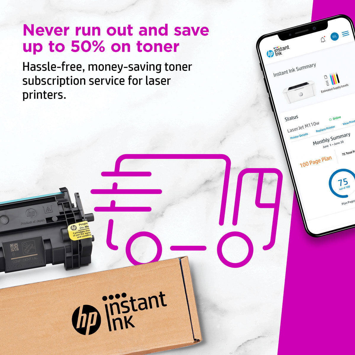 HP LaserJet M110w Printer Instant Ink