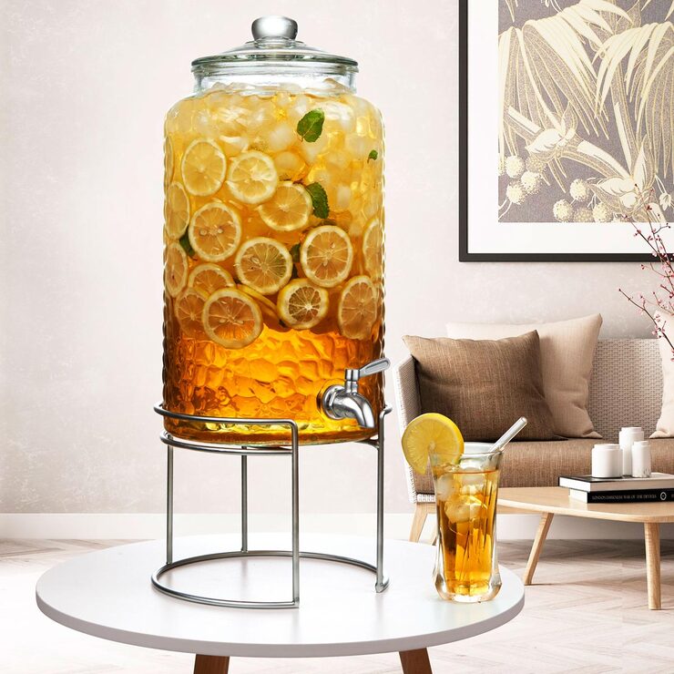 King Crystal 12 Litres Glass Drink Dispenser with Stand