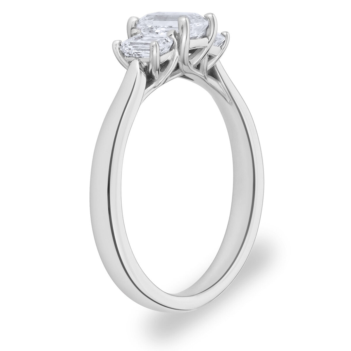 1.00ctw Emerald Cut Diamond 3 Stone Ring, 18ct White Gold