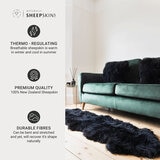 Naturally Sheepskins Long Wool Double Rug in Black, 180 x 55 cm