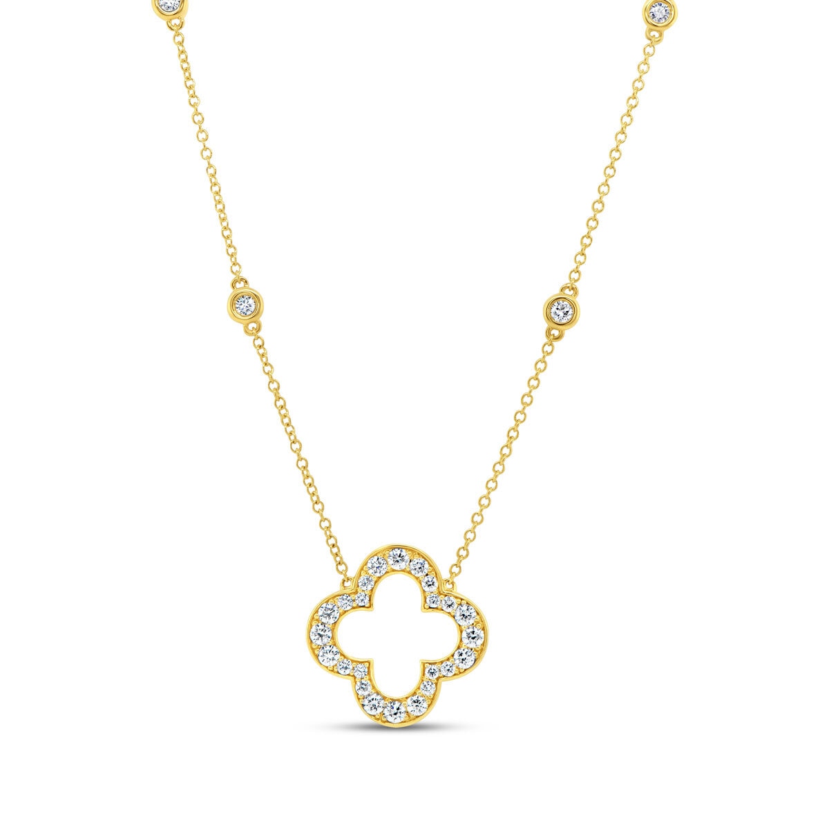 0.70ctw Round Brilliant Cut Diamond Necklace,14ct Yellow Gold