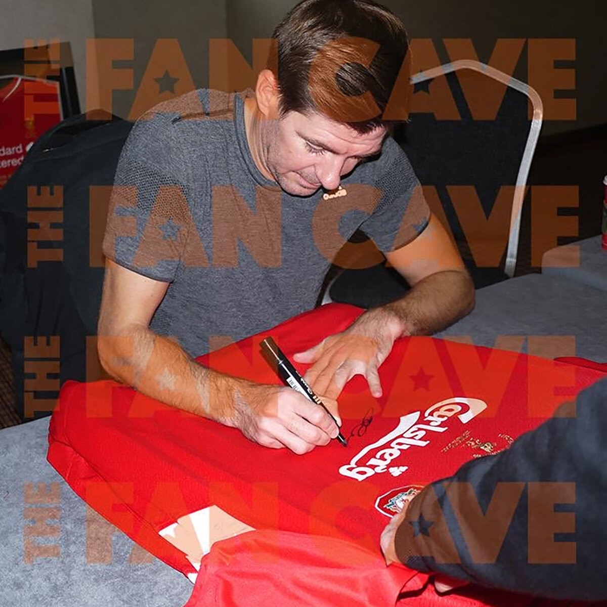 Steven Gerrard Signed 2005 Liverpool Framed Shirt, including 2 Photos