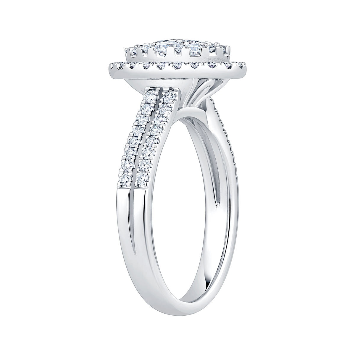 1.00ctw Round Brilliant Cut Diamond Cluster Ring, 14ct White Gold