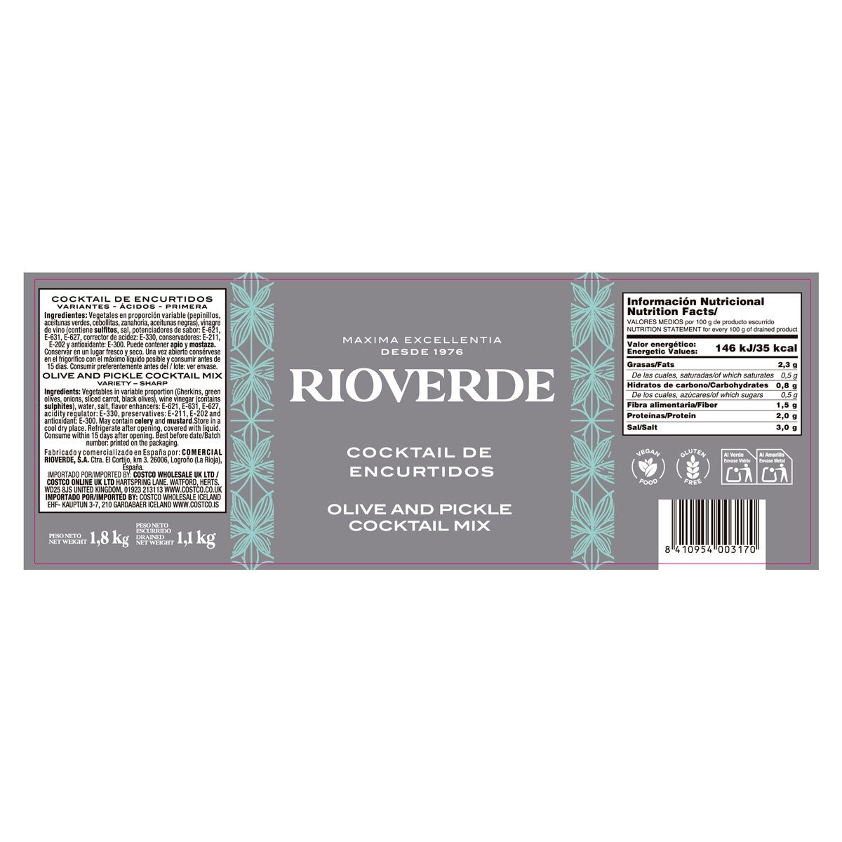 Rioverde Olive & Pickle Mix, 1.8kg