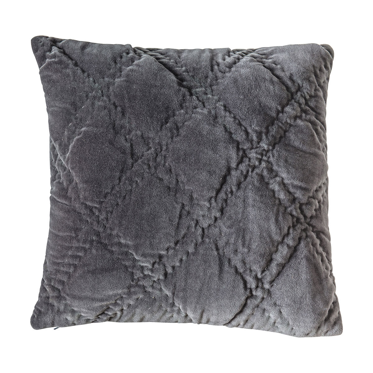 Gallery Quilted Cotton Velvet Cushion in 4 Colours, 45 x 45 cm