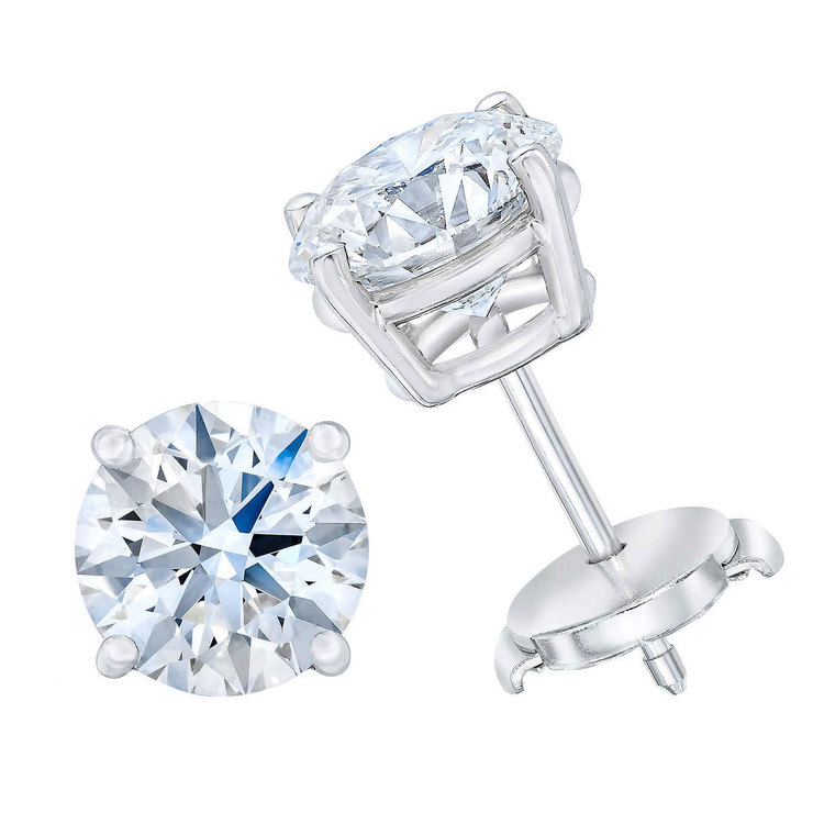 3.06ctw Round Brilliant Cut Diamond Stud Earrings, Platinum | Costco UK