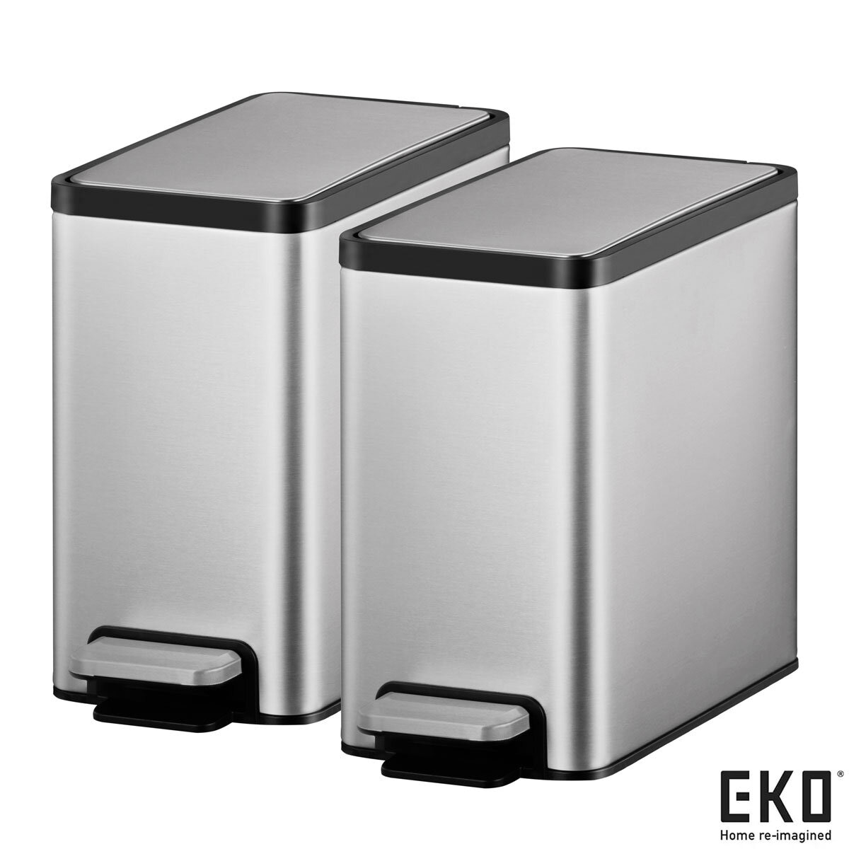 EKO 6.7L Soft Close Pedal Bin 2 pack