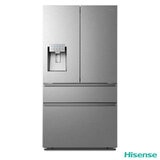 Hisense RF728N4SASE, Multi Door Fridge Freezer with Non Plumbed Water and Ice Dispenser, E Rated in Stainless Steel