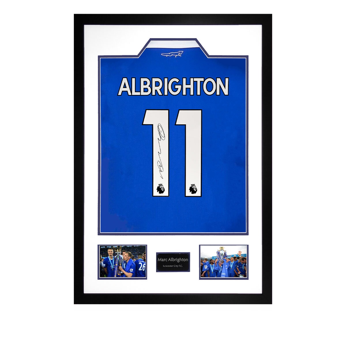 Marc Albrighton Signed LCFC 22/23 Home Framed Shirt, including 2 Photos