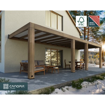Palram Canopia Helsinki 9ft 10" x 28ft 3" (3m x 8.6m) Cedar Wood Patio Cover Palram Canopia Helsinki 9ft 10" x 28ft 3" (3m x 8.6m) Cedar Wood Patio Cover