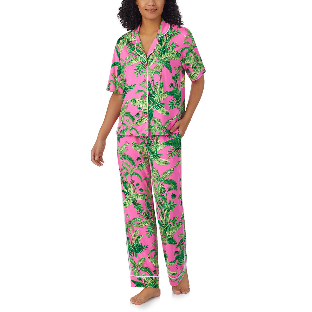 Room Service Notch Collar 2 Piece PJ Set in Pink