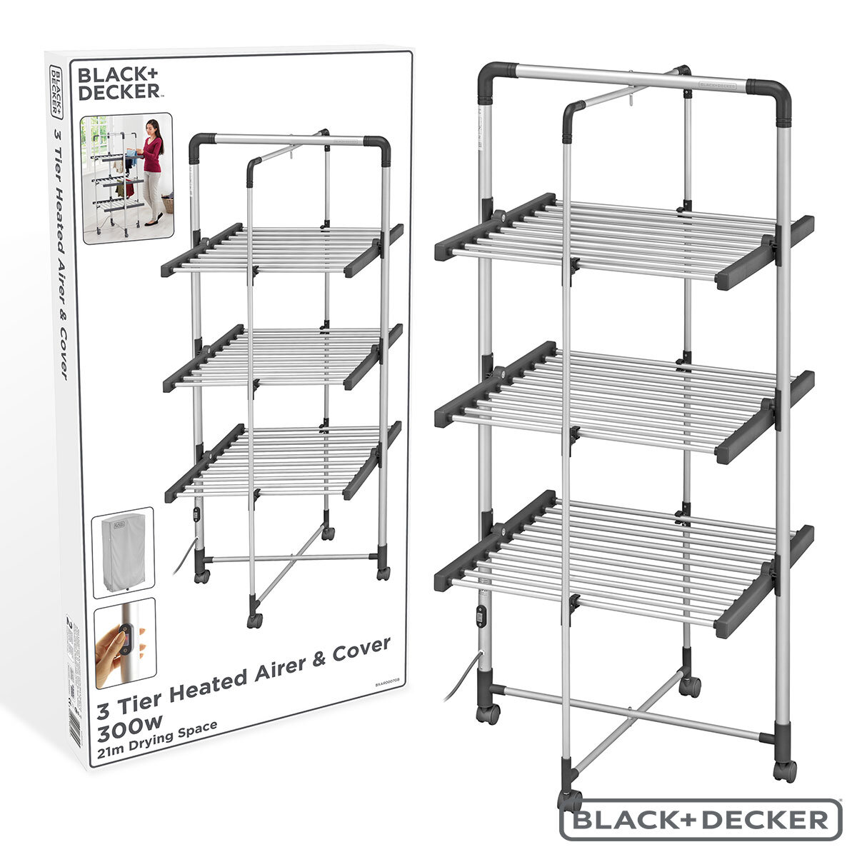 Vybra 3 Tier Heated Airer With Cover, VS001-36R