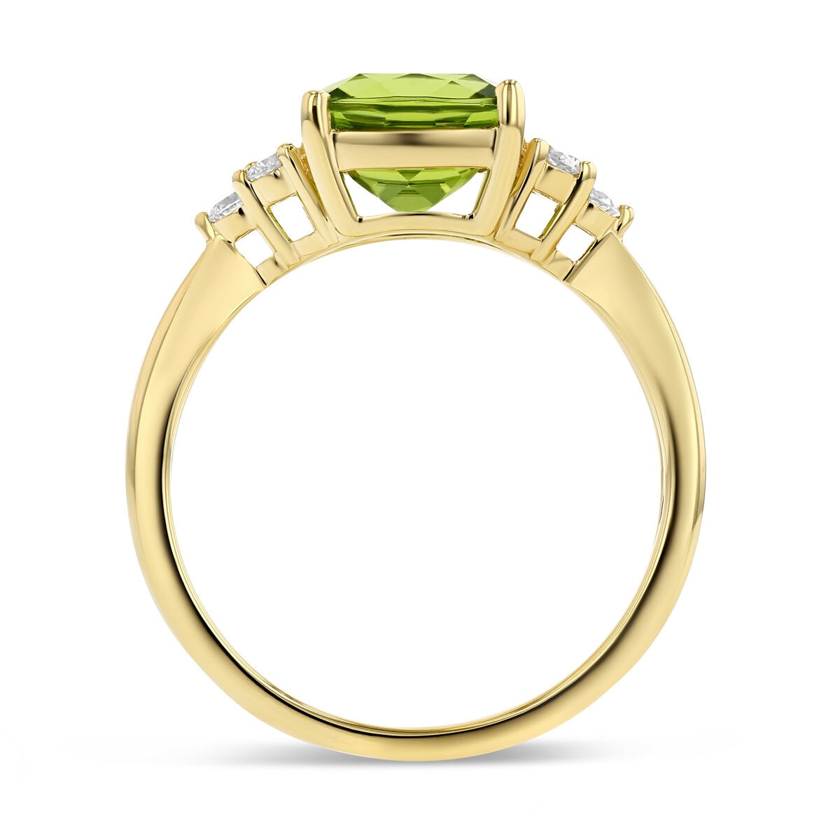 Peridot and Diamond 14ct Yellow Gold Ring