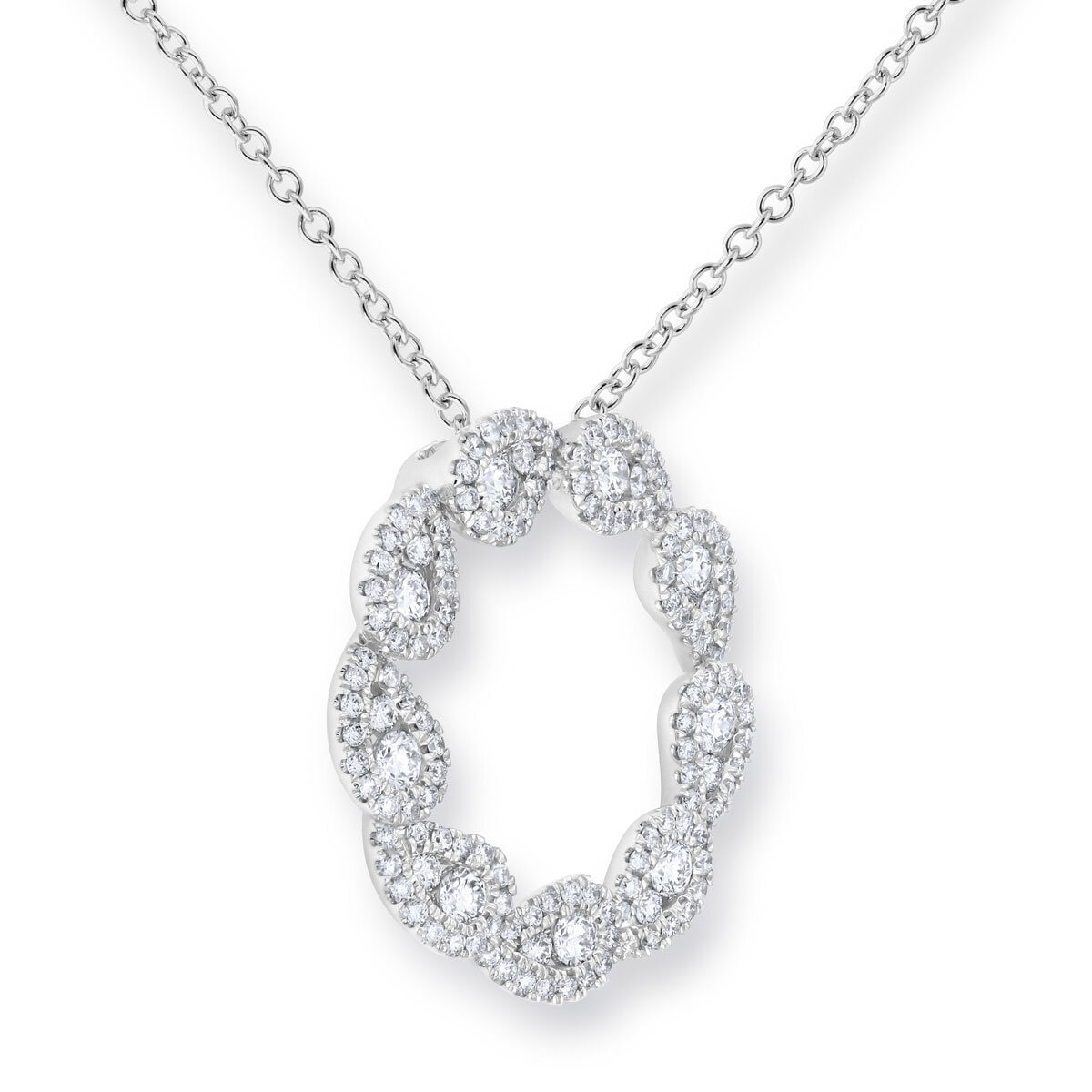 0.87ctw Round Brilliant Cut Diamond Circle Pendant, 18ct White Gold