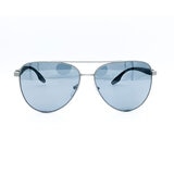 Prada Sport Gunmetal and Black Sunglasses With Grey Mirrored Lenses, SPS52W DG107G