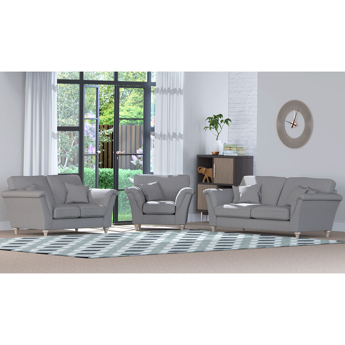 Merchant Grey Fabric 4 Seater Split Sofa