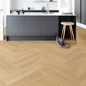 Elka Tucker Oak Beige Luxury Herringbone Vinyl Flooring Planks with Foam Underlay - 0.794 m² Per Pack