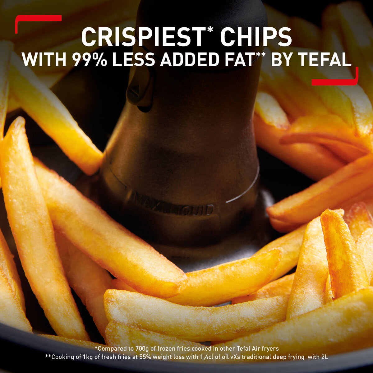 Image describing how tefal actifry uses 99% less oil