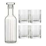 Bach whisket bottle and 4 glasses