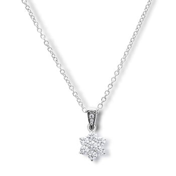 0.50ctw Round Brilliant Cut Diamond Daisy Pendant, 18ct White Gold