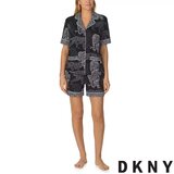 DKNY Notch Collar 3 Piece PJ Set in Black