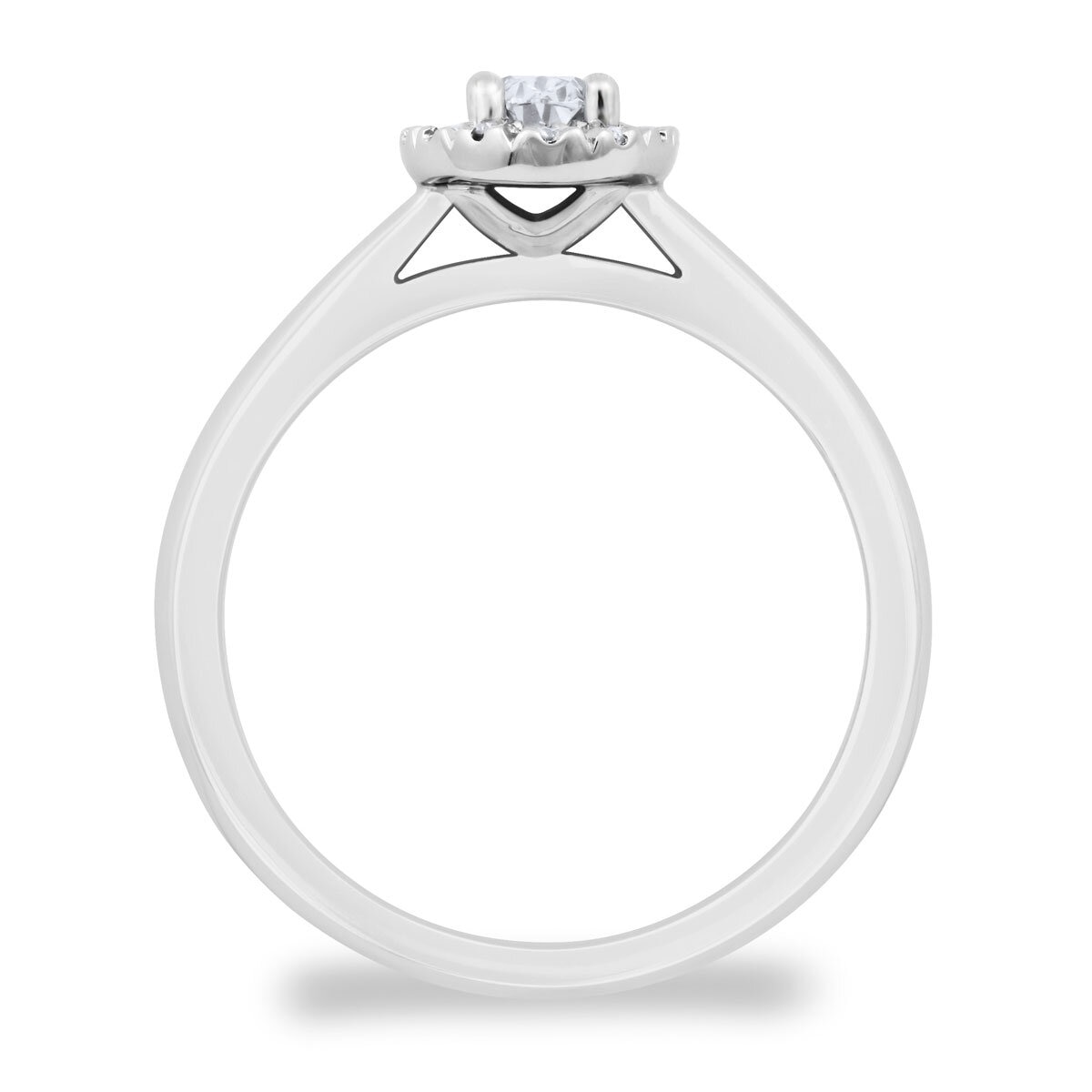 0.54ctw Oval & Round Brilliant Cut Diamond Halo Ring, Platinum