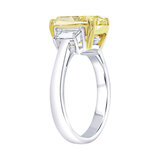 4.56ctw Fancy Intense Yellow Three Stone Diamond Ring, Platinum
