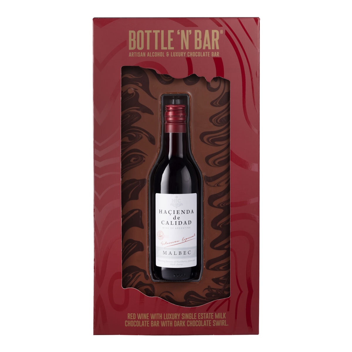 Bottle 'N' Bar Red Wine & Luxury Chocolate Bar