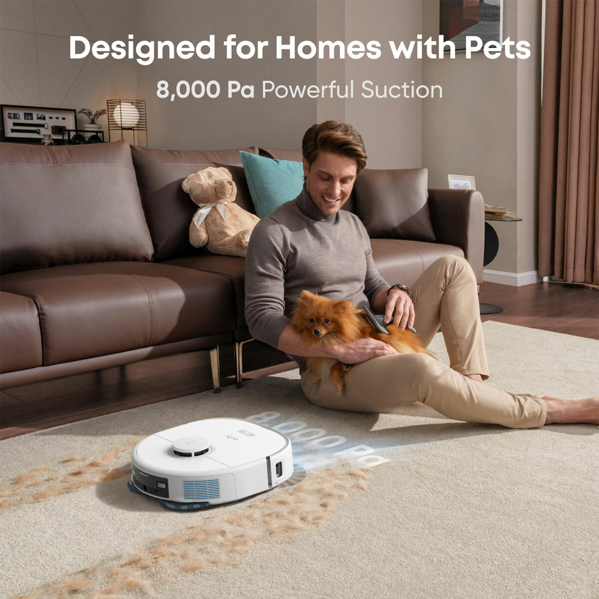 Lifestyle image of Eufy X10 Pro Omni Robot Vacuum & Mop, All-in-One Station designed for homes with pets with powerful suction Lifestyle image of Eufy X10 Pro Omni Robot Vacuum & Mop, All-in-One Station designed for homes with pets with powerful suction