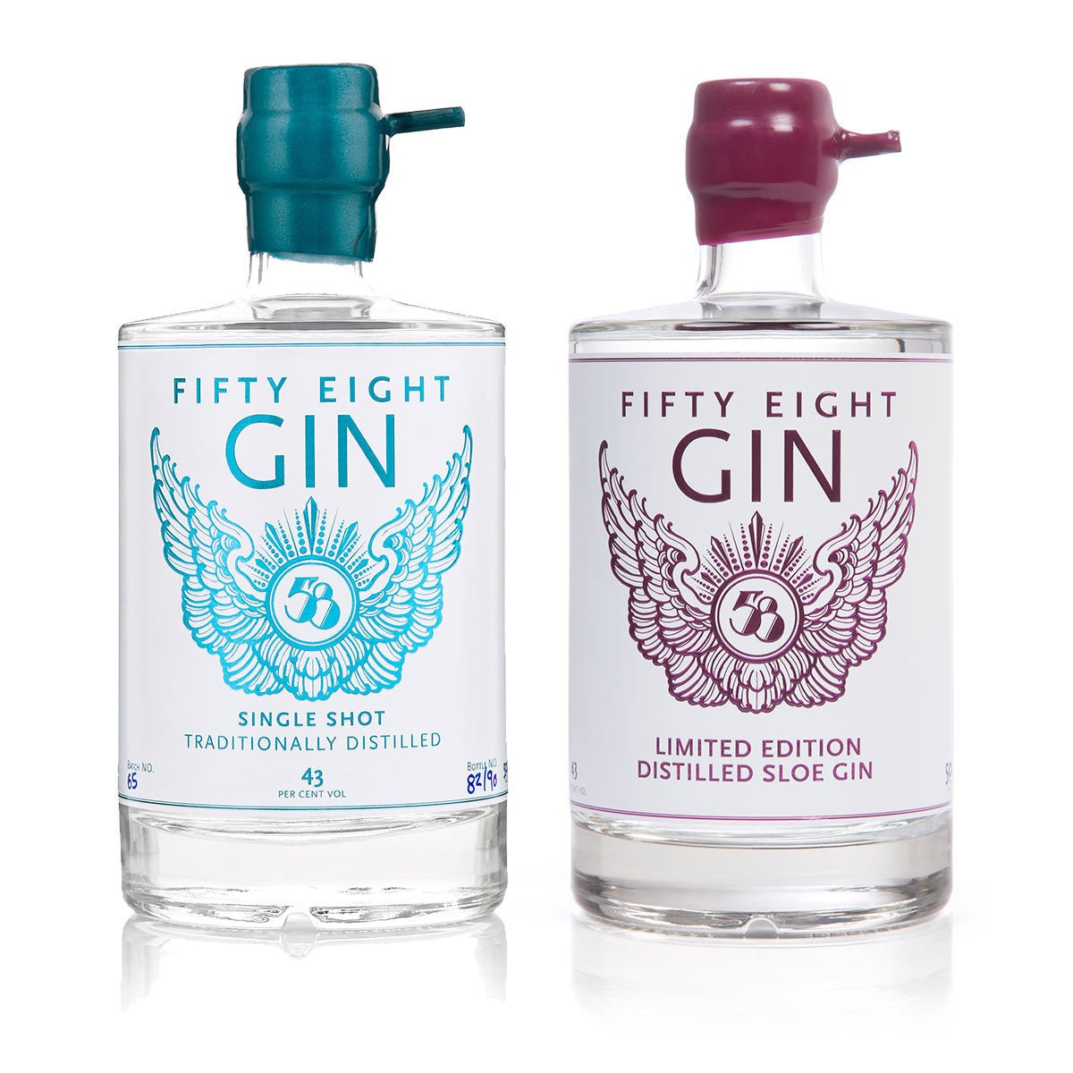 The 58 Gin Duo with Single Shot Gin and Distilled Sloe Gin, 2 x 50cl