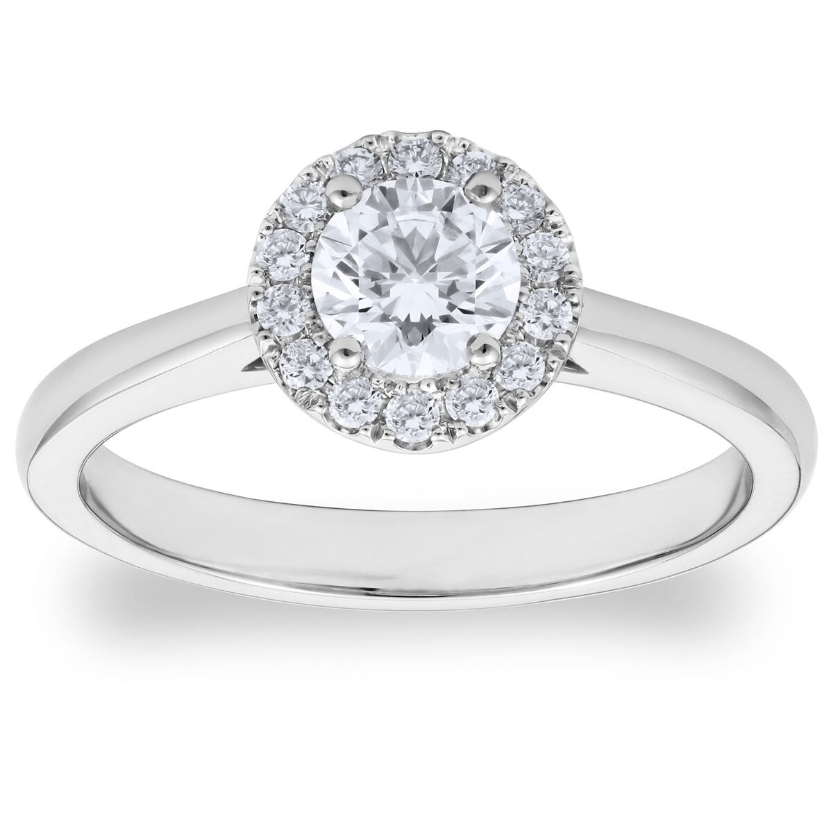 0.64ctw Round Brilliant Cut Diamond Halo Ring, Platinum