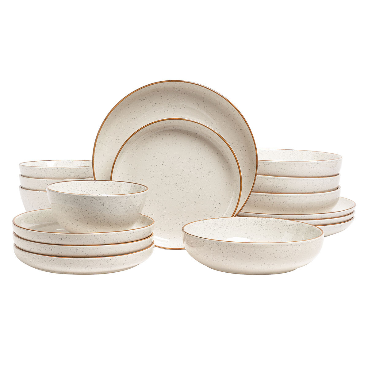 Over & Back Stoneware Dinnerware Set, 16 Piece in White