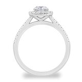 0.97ctw Round Brilliant Cut Diamond Halo Ring, Platinum