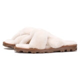 Kirkland Signature Ladies Shearling Slider Slipper in Tan