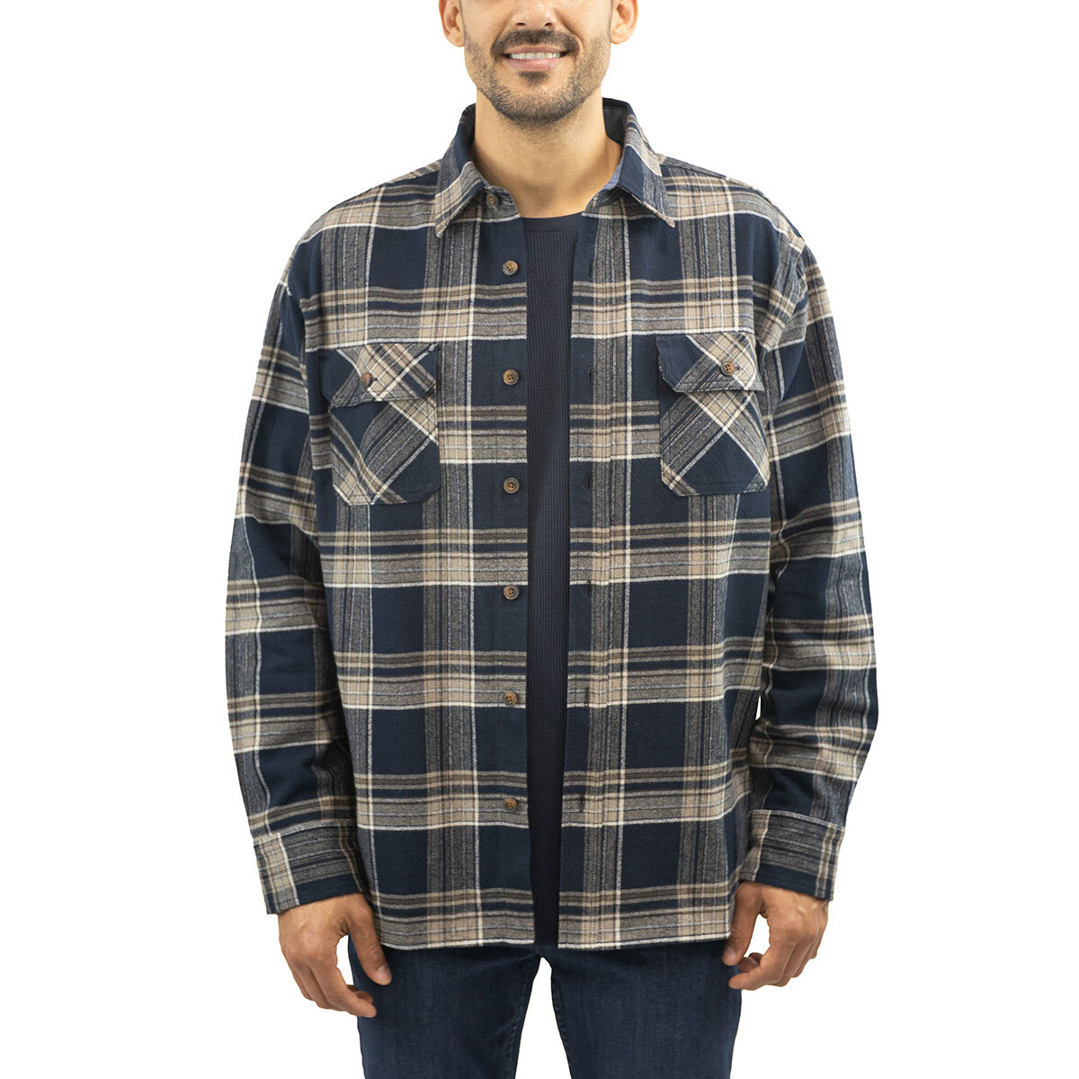 Jachs Mens Flannel Shirt & Thermal 2 Pack in Navy