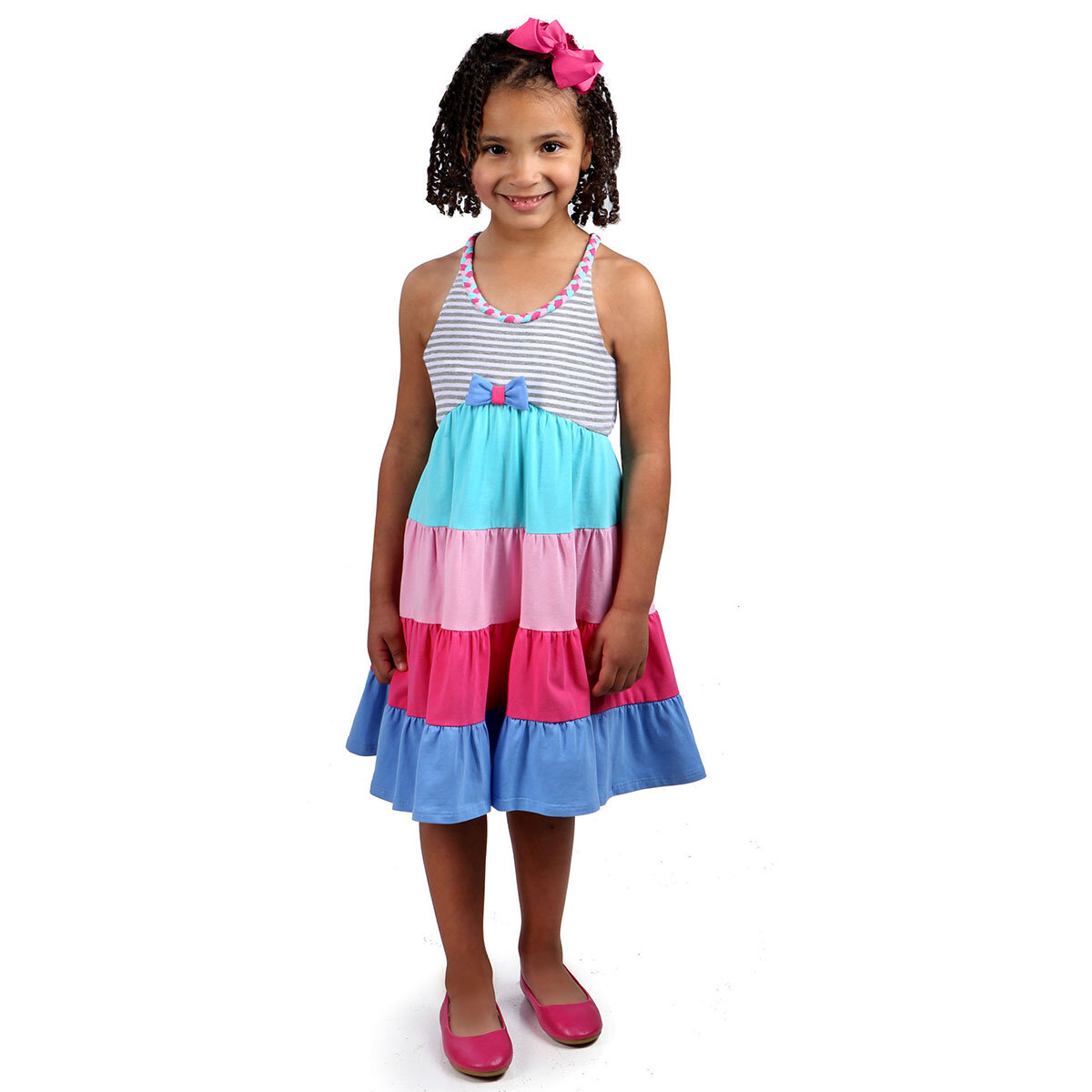 Jona Michelle Kids Sundress in Pink & Blue Stripe, 3T | C...