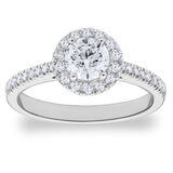 0.97ctw Round Brilliant Cut Diamond Halo Ring, Platinum