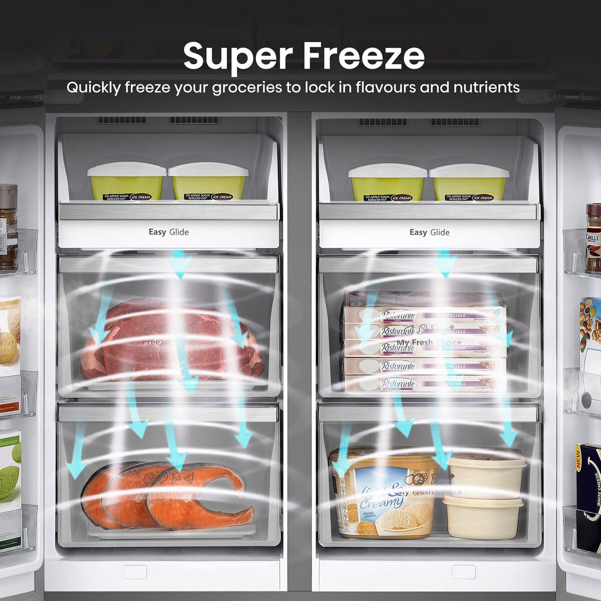 Hisense RQ758N4SWSE, Pureflat Multi Door Fridge Freezer, E Rated in Black